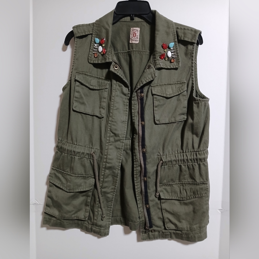 Embellished Olive Green Vest